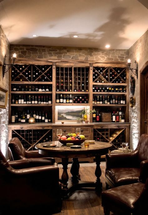 Finished Basement Ideas Stone Wine Room, Wine Room Basement, Home Cellar Ideas, Wine Storage Room Ideas, Bourbon And Wine Room, Small Home Wine Cellar, Speakeasy Wine Cellar, Speakeasy Wine Room, Wine Room Ideas In House Luxury