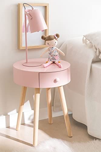 Girl Bedside Table, Pink Nightstands, Bedroom 2023, Small Round Side Table, Kids Bedside Table, Unique Side Table, End Tables With Drawers, Прикроватные Тумбочки, Side Table With Drawer