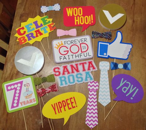 Photo Booth Props for a Christian church celebrating its 7th Anniversary! Study Printables, Church Anniversary, Christian Photos, Homecoming Parade, Anniversary Decoration, Picture Props, Bible Study Printables, Stage Decor, Church Banners