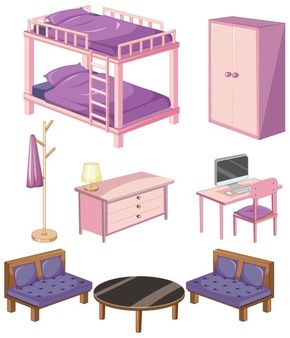 Cartoon Objects Drawing, Gacha Bedroom Props, Gacha Furniture, Bedroom Objects, Drawing Bedroom, House Objects, Background Room, Bedroom Cartoon, Bedroom Scene