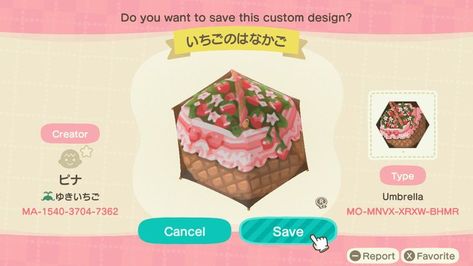 Acnh Strawberry, Cottage Core Animal Crossing, Pink Island, Bloxburg Decals, Animal Crossing Wild World, Animal Crossing Villagers, Bloxburg Decal Codes, Umbrella Designs, Tiny World