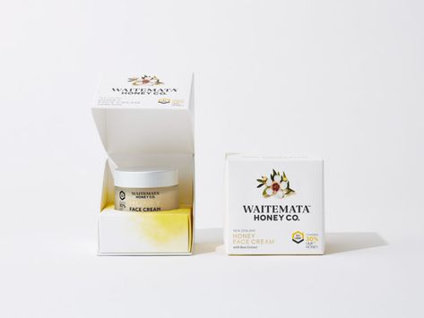 Fresh from the Field – Waitemata Honey Face Cream by Onfire Design - Design Assembly — Design Assembly Honey Face Cream, Cream Packaging, Honey Brand, Honey Packaging, New Product Development, Honey Face, Skin Care Packaging, Luxury Cosmetics, Brand Creation