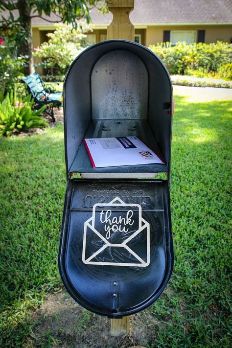 Mailbox Thank You Decal Postal Worker Gratitude Sticker Mail - Etsy in 2022 | Mailbox stickers, Mailbox decals, Mailbox design Mailbox Pole Makeover, Mailbox Sticker Ideas, Landscape Ideas For Mailbox Area, Mailbox Vinyl Ideas, Mailbox Decal Ideas, Diy Mailbox Makeover, Cricut Mailbox Decals Svg Free, Vinyl Mailbox Decal Ideas, Mailbox Lettering Ideas