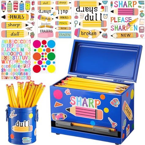 Mifoci 8 Pcs DIY Pencil Dispenser Kit Stainless Steel Pencil Dispenser Metal Pencil Holder Pencil Letter Sticker Pencil Straw Dispenser for Bulk Pencils Storage Teachers Classroom Supplies (Blue) Blue Classroom, Pencil Dispenser, Teacher Classroom Supplies, Straw Dispenser, Bulk Storage, Teachers Classroom, Diy Pencil, Pencil Storage, Desk Supplies