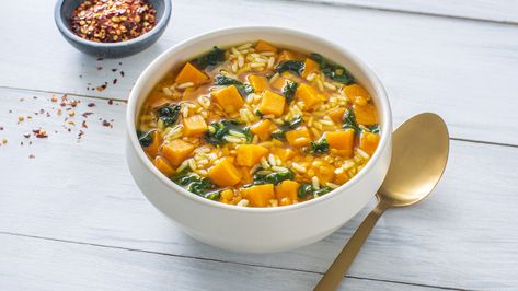 Red Lentil Sweet Potato Soup with Ginger and Turmeric | Success® Rice Sweet Potato Soup Slow Cooker, Success Rice Recipes, Lentil And Sweet Potato Soup, Potato Soup Slow Cooker, Lentil Sweet Potato Soup, Red Lentil Sweet Potato, Lentil Sweet Potato, Cooking Red Lentils, Curry Chicken And Rice