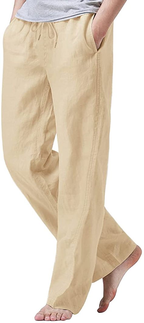 Amazon.com: iWoo Mens Linen House Pants with Pockets Juniors Linen Pants Summer Pants Beige S : Clothing, Shoes & Jewelry Baggy Linen Pants, Good Gifts For Parents, Holiday Pants, Body Sweat, Mens Linen Pants, Linen Drawstring Pants, Relax Pants, Cotton Linen Pants, Pants Elastic Waist