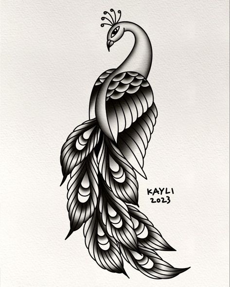 Peacock Flash Tattoo, Black And Grey Peacock Tattoo, Traditional Peacock Tattoo Design, Traditional Peacock Tattoo, Old School Flash Tattoo, Black Traditional Tattoo Old School, Peacock Tattoo Designs, Traditional Tattoo Black And Grey, Traditional Peacock