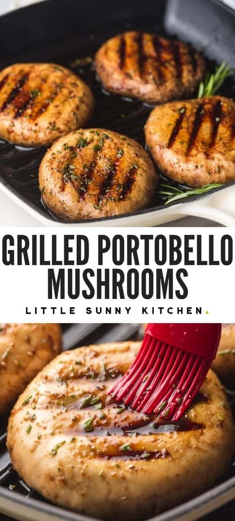 Grilled Portobello Mushroom Recipes, Portobello Mushroom Steaks, Mushroom Grilled, Mushroom Steaks, Grilled Portabella Mushrooms, Portabella Mushrooms Recipes, Jamur Kancing, Vegetarian Grilling, Portobello Mushroom Recipes