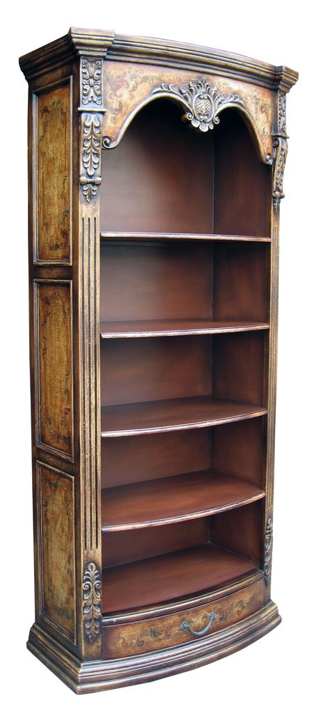 Carved Bookcase, Leather Wood Furniture, Tuscan Style Decor, Craftsman Living Rooms, Victorian Bookcases, Diy Bookcase, Tuscan Colors, Old Bookshelves, Modern Rustic Furniture