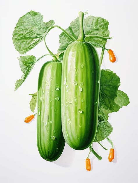 Cucumber Tree, Harvest Tree, Cucumber Vegetable, Illustration Watercolor, Premium Photo, Vegetable Garden, Agriculture, Cucumber, Juice