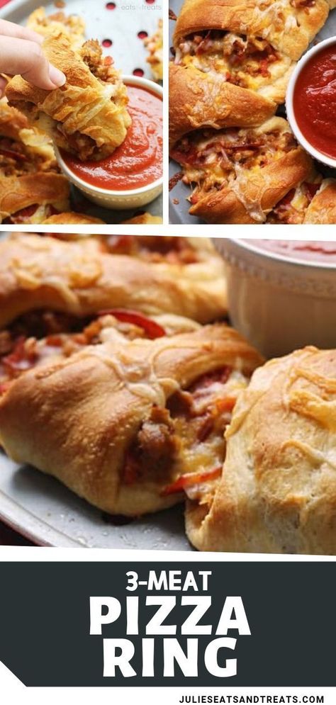 Pizza Ring Recipe, Ring Food Crescent Rolls, Food Rings Recipes, Crossaint Pizza Roll, Pizza Ring With Crescent Rolls, Pizza Cresent Rings Recipes, Pizza Crescent Ring, Pizza Ring Recipe Crescents, Crescent Roll Pizza Ring