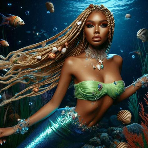 Today's Theme for @whispering.blossom.agency: Mermaids/Sirens🧜🏾‍♀️ Black Mermaid Art, Mermaids Sirens, Black Mermaid, Mermaid Art, Sirens, Black Is Beautiful, Blossom, Mermaid, Black