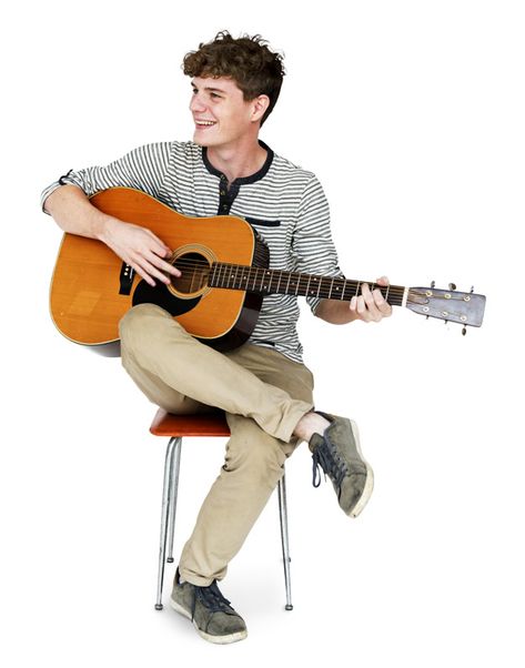 Man Playing Guitar Reference, Playing Guitar Pose Reference Sitting, Acoustic Guitar Pose Reference, Someone Playing Guitar Reference, Guitar Playing Reference, Playing Guitar Pose Reference Drawing, Holding Guitar Reference, Guitar Reference Pose, Sitting Playing Guitar