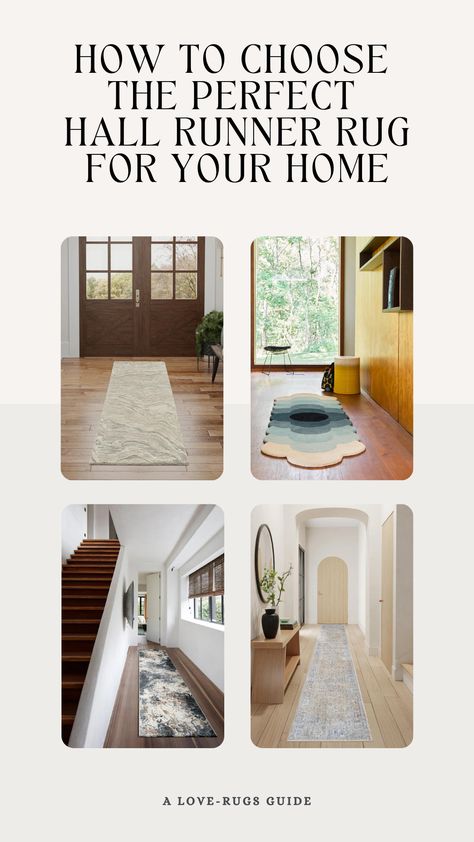 Your hallway or entryway is the first impression guests have of your home, and a well-chosen runner rug can transform this often-overlooked space into a welcoming entryway.

Whether you're looking to make a bold statement or simply want to add a touch of comfort underfoot, this guide will help you find the ideal hall runner rug for your home. 

#hallrunners #hallwayrunner #runnerrug #hallrunnerrug #entrywaydecor #halldecor #hallwaydecor #landingdecor #hallrunner #rugguide #decorguide Hallway Runners Ideas Entrance Halls, Runner In Hallway, Apartment Hallway Runner, Hall Rug, Hall Runner Rug, Hallway Rugs, Runner Rug Hallway, Hallway Rugs Ideas, Hallway Runners Ideas