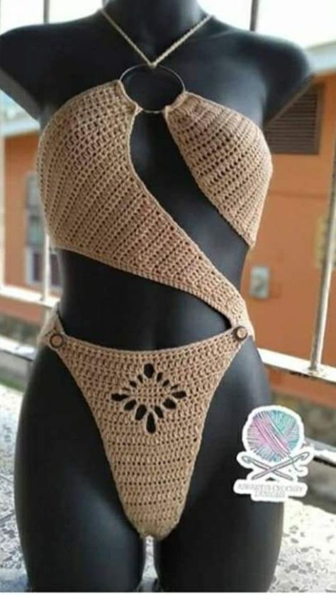 Crochet Bikinis Boho, Hair Tie Tutorial, Crochet Swimsuits Pattern, Crochet Swimwear Pattern, Crochet Bathing Suit, Tie Tutorial, Quick Easy Crochet, Bow Hair Tie, Crochet Beach Wear