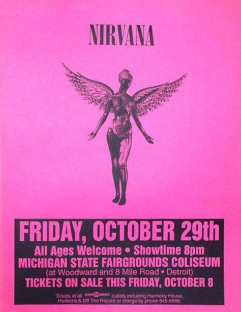 NIRVANA. <3 Nirvana Poster, Retro Inspiration, Band Poster, Nirvana Kurt, Pink Posters, I'm With The Band, Rock Posters, Gig Posters, Band Posters