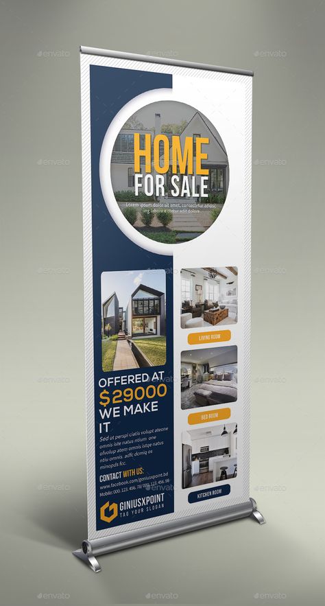 Real Estate Roll Up Banner Design, Real Estate Standee Design, Standy Ads Design, X Stand Design Banners, Roll Up Banner Design Ideas, X Banner Design Ideas, Stand Banner Design, Real Estate Banner Design, Roll Banner Design