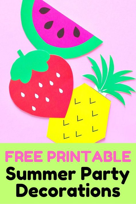 free printable summer party fruit printables Fruit Party Theme, Watermelon Printable, Summer Bulletin Boards, Summer Party Decorations, Fruit Party, Summer Celebration, Colorful Fruit, Cute Fruit, Party Printable