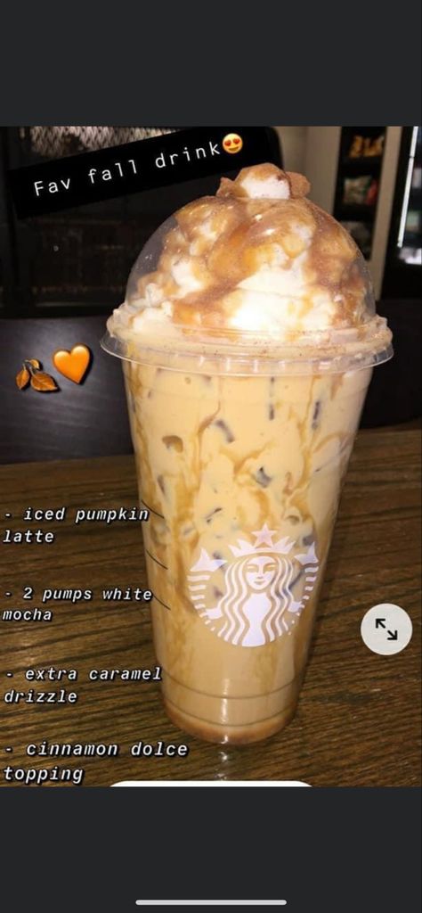 Pumpkin White Mocha, Pumpkin Frappe, Iced White Mocha, Starbucks Secret Menu Recipes, Starbucks Drinks Diy, Secret Starbucks Recipes, Iced Starbucks Drinks, Secret Starbucks Drinks, Starbucks Coffee Drinks