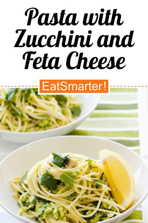 Feta Cheese Pasta With Zucchini, Zucchini Feta Pasta, Lemon Basil Pasta, Pasta With Zucchini, Feta Cheese Recipes, Zucchini Feta, Healthy Pasta, Feta Pasta, Garlic Pasta