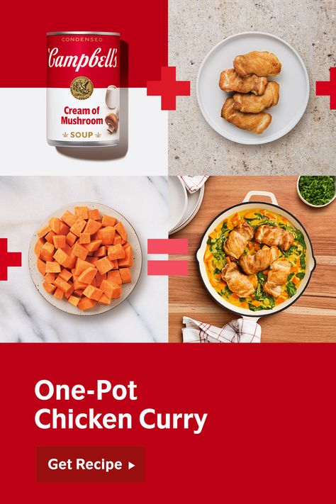 Easy Chicken Curry more than lives up to its name, all while bringing big flavor on a budget. Start something good.™ Chicken Curry In A Hurry, Baked Dinners, Creamy Curry Sauce, Craving Food, Weekday Recipes, Chicken Curry Recipe Easy, Curry In A Hurry, Campbells Recipes, Creamy Curry