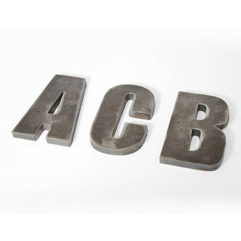 Metal Letter Cnc Plasma Cut 1/2 Inch Thick Steel Letters Fast Shipping... ($20) ❤ liked on Polyvore featuring grey, home & living and home dÃ©cor Impact Font, Garage Business, Map Signs, Metal Letter, Steel Signs, Cnc Plasma, Personalized Letters, Metal Letters, Large Letters