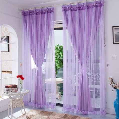 Purple Curtains Living Room, Purple Curtains Bedroom, Kitchen Instruments, Living Room Panelling, Sliding Curtains, Purple Shower Curtain, Purple Curtains, Living Room Drapes, Purple Rooms