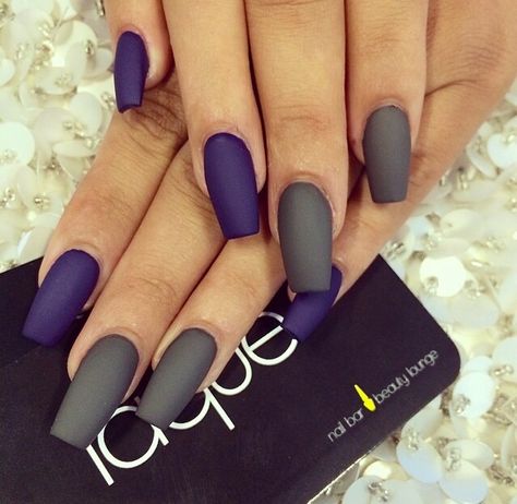 Matte Blue & Grey Nails Summer Nails 2014, French Tip Nail Designs, Pink Gel, Gray Nails, Nail Polish Designs, Hot Nails, Nail Bar, Luxury Nails, Fancy Nails