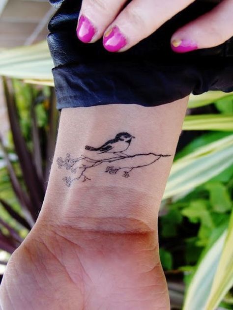 Bird Tattoo Sitting on a Branch Ideas Bird Branch Tattoo, Small Nature Tattoo, Small Bird Tattoos, Little Bird Tattoos, Bird Tattoo Meaning, Bird Tattoos For Women, Vogel Tattoo, Bird Tattoo Wrist, Small Bird Tattoo