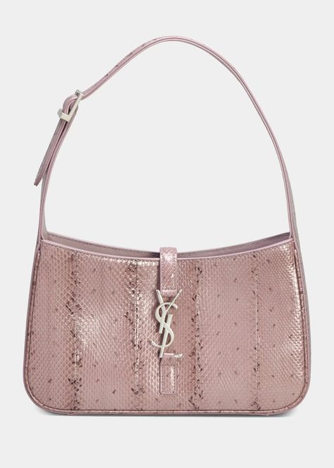 Saint Laurent Le 5 A 7 YSL Snakeskin Shoulder Bag - Bergdorf Goodman Ysl Pink Bag, Ysl Shoulder Bag, Ysl Logo, Girly Bags, Yves Saint Laurent Bags, Girly Accessories, Fancy Bags, Pretty Bags, Saint Laurent Bag