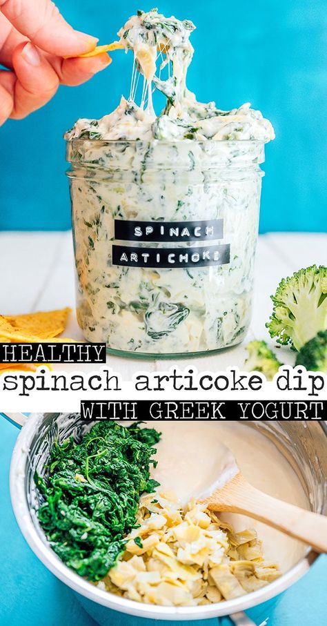 Love Dip, Dip Sauces, Healthy Spinach Artichoke Dip, Healthy Dip Recipes, Healthy Dip, Spinach Artichoke Dip Recipe, Artichoke Dip Recipe, Healthy Appetizer Recipes, Healthy Dips