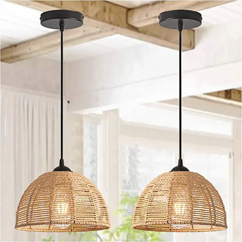 Homestay Ideas, Woven Light Fixture, Bamboo Dome, Bohemian Light Fixtures, Room Amazon, Rattan Light Fixture, Brooklyn House, Island Bedroom, Wicker Pendant Light