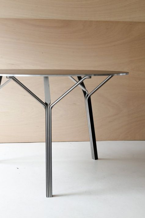 Bouroullec Design, Ronan Bouroullec, Plywood Table, Office Table Design, Steel Dining Table, Steel Table Legs, Erwan Bouroullec, Metal Furniture Design, Luxury Chairs