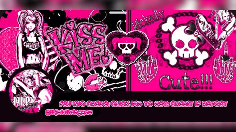 Pink black white mcbling scenemo scene emo cutesy cute chainsaw lollipop videogame 2000s y2k discord set pfp header banner Chainsaw Lollipop, Set Pfp, Pfp Header, Header Banner, Scene Emo, Chainsaw, Lollipop, Pink Black, Black Pink