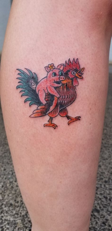 My awesome tattoo I got in Maui. My Chinese Zodiac sign is a pig and my husbands is the rooster. For me, this symbolizes how he takes care of me and supports me. Chinese Pig Tattoo Zodiac Signs, Rooster Pig Tattoo, Chinese Pig Tattoo, Pig And Rooster Tattoo, Chinese Zodiac Tattoo, Pig Chinese Zodiac, Rooster Tattoo, Pig Tattoo, Awesome Tattoo