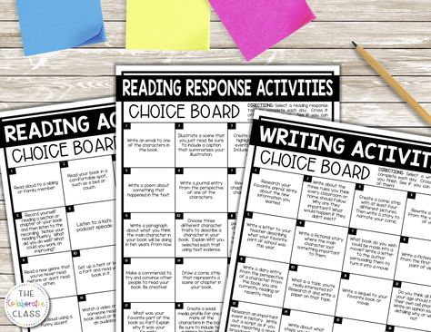 Choice Boards 5th Grade, Reading Choice Boards 3rd Grade, Ela Choice Boards Middle School, Ela Choice Boards Elementary, Perspective Lessons, Homework Ideas, Positive Classroom Environment, Reading Response Activities, Farmhouse Classroom