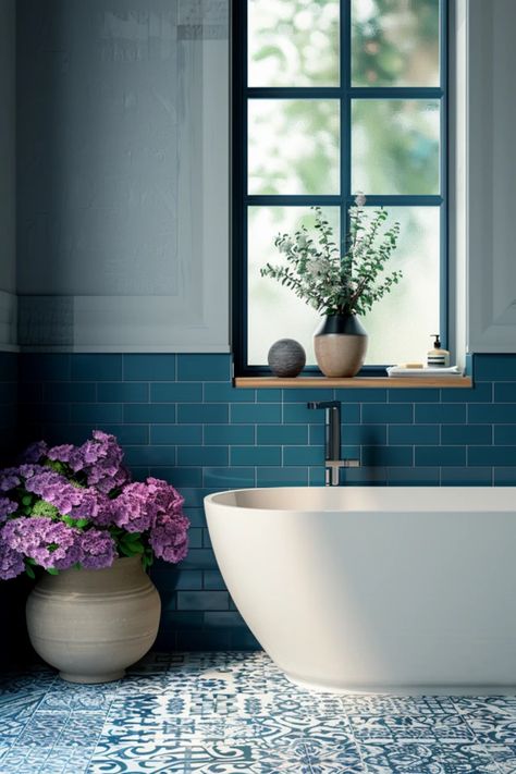 Transform your bathroom with these stylish blue and gray decor ideas! From stunning tiles to elegant fixtures, now is the perfect time to give your space a refreshing makeover. Imagine stepping into a serene atmosphere with stylish blue accents and soft gray tones that create a tranquil haven in your home. From paint color schemes to decorative touches that elevate the overall vibe, these trendy ideas are perfect for modern homes. Don't wait—explore these chic looks and start planning your beautiful bathroom retreat today! Blue Grey Bathroom Ideas, Small Blue Bathroom Ideas, Blue And Gray Decor, Blue Grey Bathroom, Blue And Gray Bathroom, Gray Bathroom Ideas, Grey Tile Pattern, Grey Bathroom Ideas, Grey Bathrooms Designs