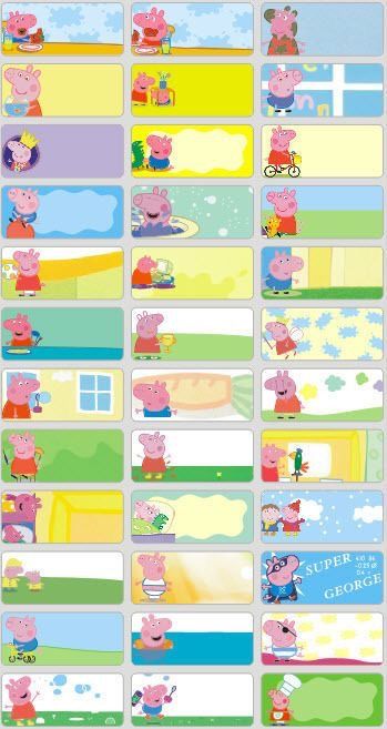 Peppa Pig Printables, Peppa Pig Pictures, Peppa Pig Stickers, Peppa Pig Birthday Decorations, School Stickers Labels, Comic Sans Font, Print Labels, Pig Birthday Cakes, Pig Pictures