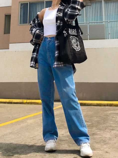 @arellanosophia on instagram🤍🤍🤍 plaid polo with white tank top and denim baggy pants. paired with tote bag. it's a fit!💫 #baggy #handmade #fashion #baggypants #spodnie #bluza #baggyjeans #kidsfashion #bag #boy #dziecko #instakids #sewing #instaboy #outfit #moda #ootd #pants #baggystyle #autumn #dlachlopca #love #jesien #vintage #babyboy #bagels #bague #fashionblogger #szycie #outfitoftheday Denim Baggy Pants, Ootd Pants, Baggy Style, Baggy Pants, Baggy Pant, Bagels, Handmade Fashion, White Tank Top, Baggy Jeans