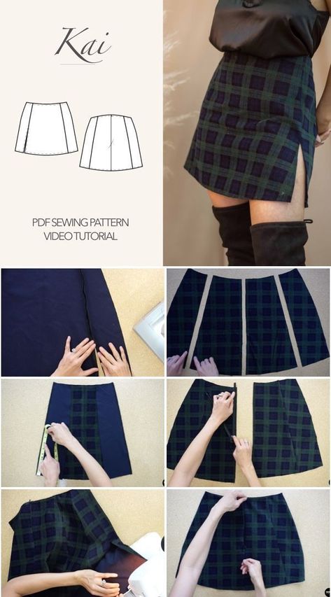 Kai Notched Mini Skirt Tutorial With Sewing Pattern Mini Skirt Tutorial, Mini Skirt Sewing, Mini Skirt Sewing Pattern, Free Sewing Patterns For Women, Outfit Ideas With Boots, A Line Skirt Pattern, Skirt Diy, Sewing Patterns For Women, Skirt Sewing Pattern