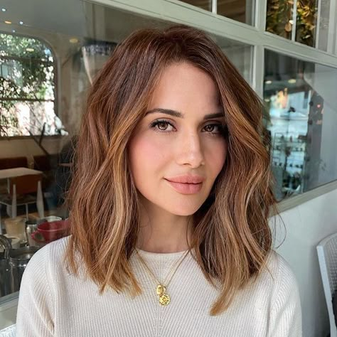 Light Brown To Auburn Hair, Auburn Hair Color Olive Skin, Auburn Hair Color With Brown Eyes, Baylage Hair Auburn, Short Auburn Balayage, Light Auburn Hair Balayage, Short Auburn Brown Hair, Auburn Long Bob, Autumn Hair Highlights