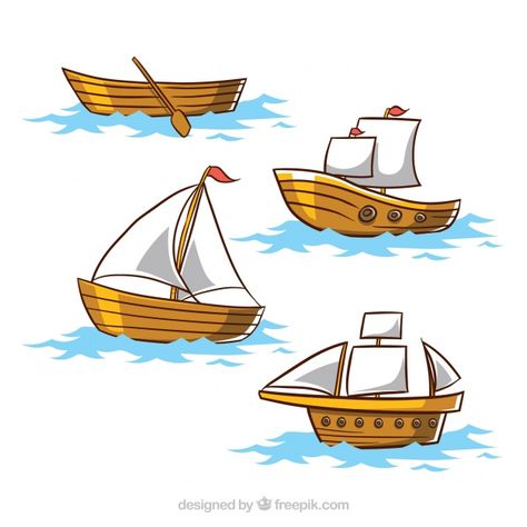 Set of four wooden boats Free Vector | Free Vector #Freepik #freevector #design #flat #ship #boat Draw Boat, Boat Icon, Transport Illustration, Pirate Cartoon, Boat Cartoon, Nautical Logo, Boat Vector, Wave Drawing, Boat Illustration