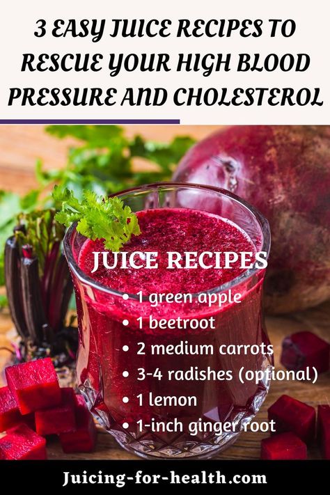 3 EASY JUICE RECIPES TO RESCUE YOUR HIGH BLOOD PRESSURE AND CHOLESTEROL Blood Pressure Lowering Foods, High Blood Pressure Diet Meals, High Blood Pressure Recipes, High Blood Pressure Diet, Easy Juice Recipes, High Blood Pressure Remedies, Lower Blood Pressure Naturally, Juice Cleanse Recipes, Blood Pressure Food