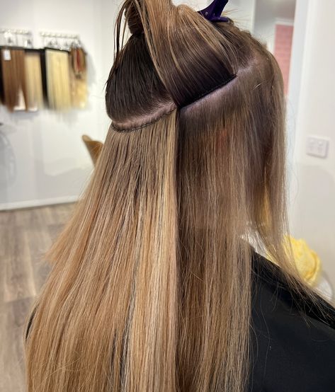 What we LOVE about our wefts 👇🏼 • NO GLUE = no sticky residue left in hair after removal • Comfortability • Versatility • Damage FREE. We pride ourselves on having extension methods that are damage free. There is no excuse for an extension installation that causes damage to the hair. • Undetectable • 6-8 week maintenance ensures the regrowth isn’t too intense, keeping the extension install clean and easy to maintain. • THE CONFIDENCE - the feelings extensions give is truly UNMATCH... Tape In Placement Extensions, Hair Extensions Aesthetic, Mega Hair, Ideal Client, Hair Extensions, Glue, Vision Board, Christmas Gift, Confidence