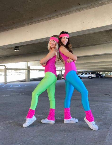 80s Workout Halloween Costumes, 70s Workout Outfit, 80s Fitness Outfit, Jazzercise Outfits, 80s Dance Outfit, Gym Halloween Costume, 80s Workout Outfit For Women, 80s Neon Outfit, 80 Outfits