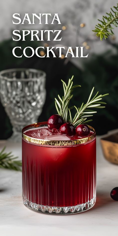 Add a touch of holiday magic to your Christmas parties with the Santa Spritz cocktail! 🍹✨ This refreshing winter drink blends pomegranate and cranberry juices with vodka and a splash of bubbly club soda. Garnished with rosemary and cranberries, it's a festive favorite that's perfect for cozy nights and holiday gatherings. Save this recipe to make your season merry and bright! 🎄❄️  #SantaSpritz #ChristmasCocktail #HolidayDrinks #WinterRecipes #FestiveCocktails #HolidayEntertaining #WinterParty #ChristmasRecipes #FestiveDrinks #HolidayCocktails #WinterWonderland #CheersToTheHolidays Pomegranate Holiday Cocktails, Vodka Based Christmas Cocktails, Christmas Cocktails Cranberry, Winter Cranberry Cocktails, Christmas Cocktails Batch, Santa Spritz Cocktail, Christmas Signature Drinks, Red Christmas Cocktails, Christmas Spritzer Drink