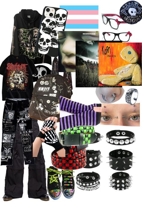 Gender Neutral Emo Outfits, Diy Emo Clothes, Scene Kid Outfits, Outfit Ideas Emo, Baggy Outfit Ideas, Emo Clothing, Silly Clothes, Masc Outfits, Arch Enemy