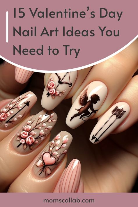 15 Valentine’s Day Nail Art Ideas to Adore Love Nails Design Valentines Day, Short Red Nail Designs Classy, Cool Nail Designs 2024, Valentine’s Day Nail Art, Romantic Nails Designs, Diy Valentine's Nails, Valentine 2024, Nail Art For Girls, Pink Nail Colors