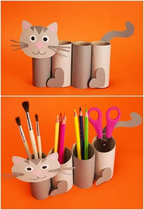 Toilet Paper Crafts, Back To School Crafts, Toilet Paper Roll Crafts, Paper Roll Crafts, Recycled Projects, Safari Party, Cat Crafts, Paper Rolls, Paper Crafts Diy Tutorials