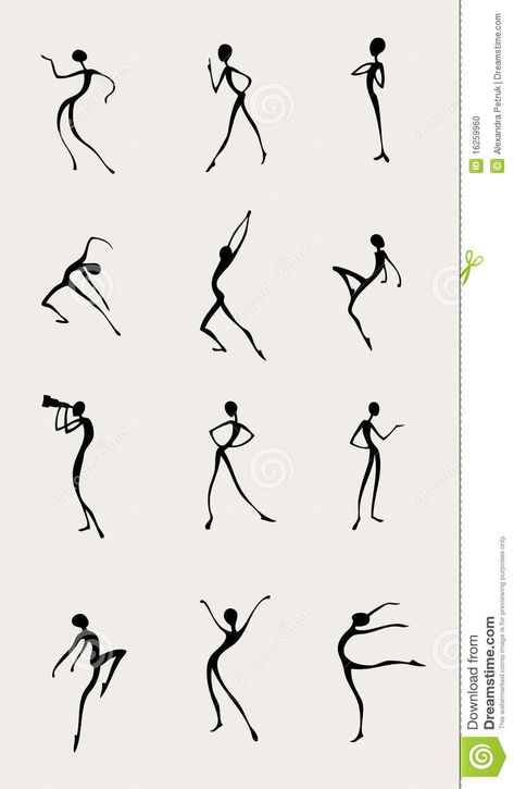 Illustration about Set of different figures moving in silhouette - dancing, posing, sitting, using spyglass. Illustration of energy, shape, move - 16259960 Dancing Poses Drawing, Dancing Drawing, Dancing Poses, Dance Silhouette, Dancing Figures, Stick Figure Drawing, People Dancing, Model Drawing, People Illustration